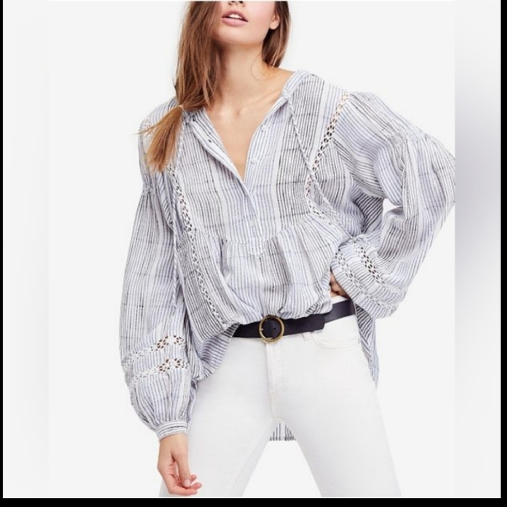 FREE PEOPLE BAJA BABE STRIPE HOODIE TOP